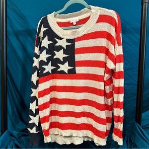 Pink Lily Red and White Crew Neck Sweater